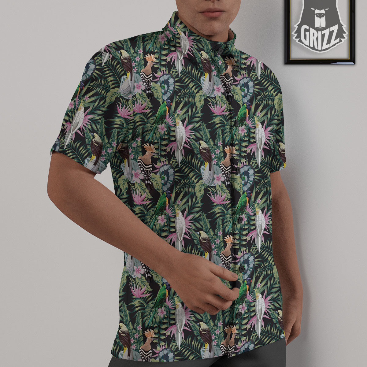 Birds Hawaiian Tropical Print Pattern Untucked Shirts-grizzshop