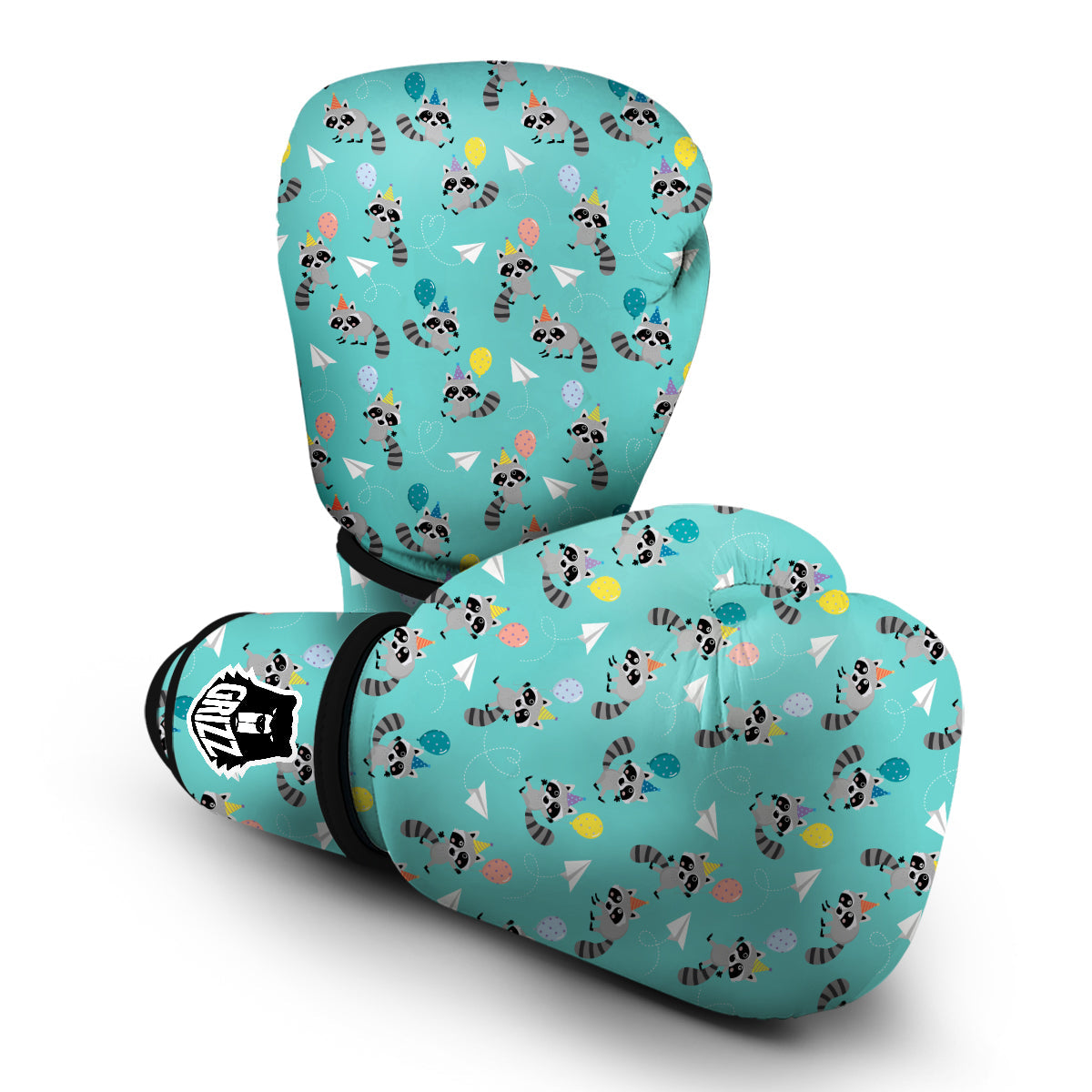 Birthday Raccoon Pattern Print Boxing Gloves-grizzshop