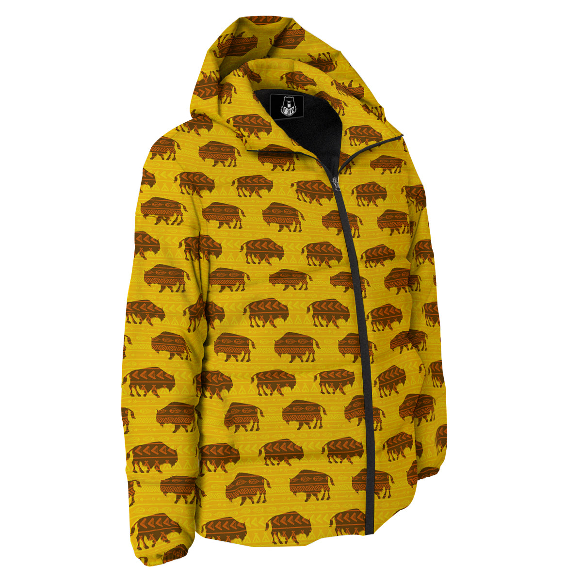 Bison Aztec Print Pattern Down Jacket-grizzshop