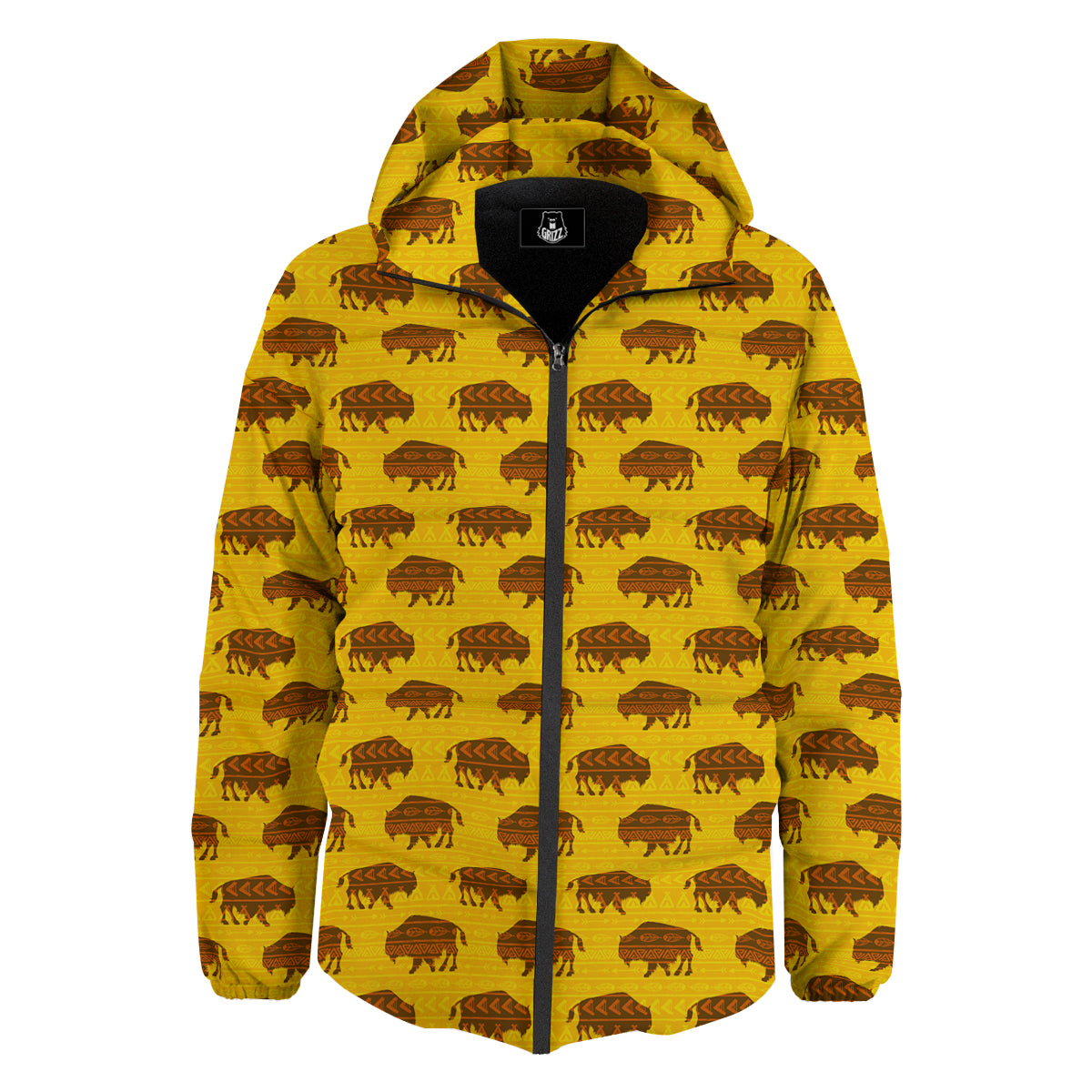 Bison Aztec Print Pattern Down Jacket-grizzshop