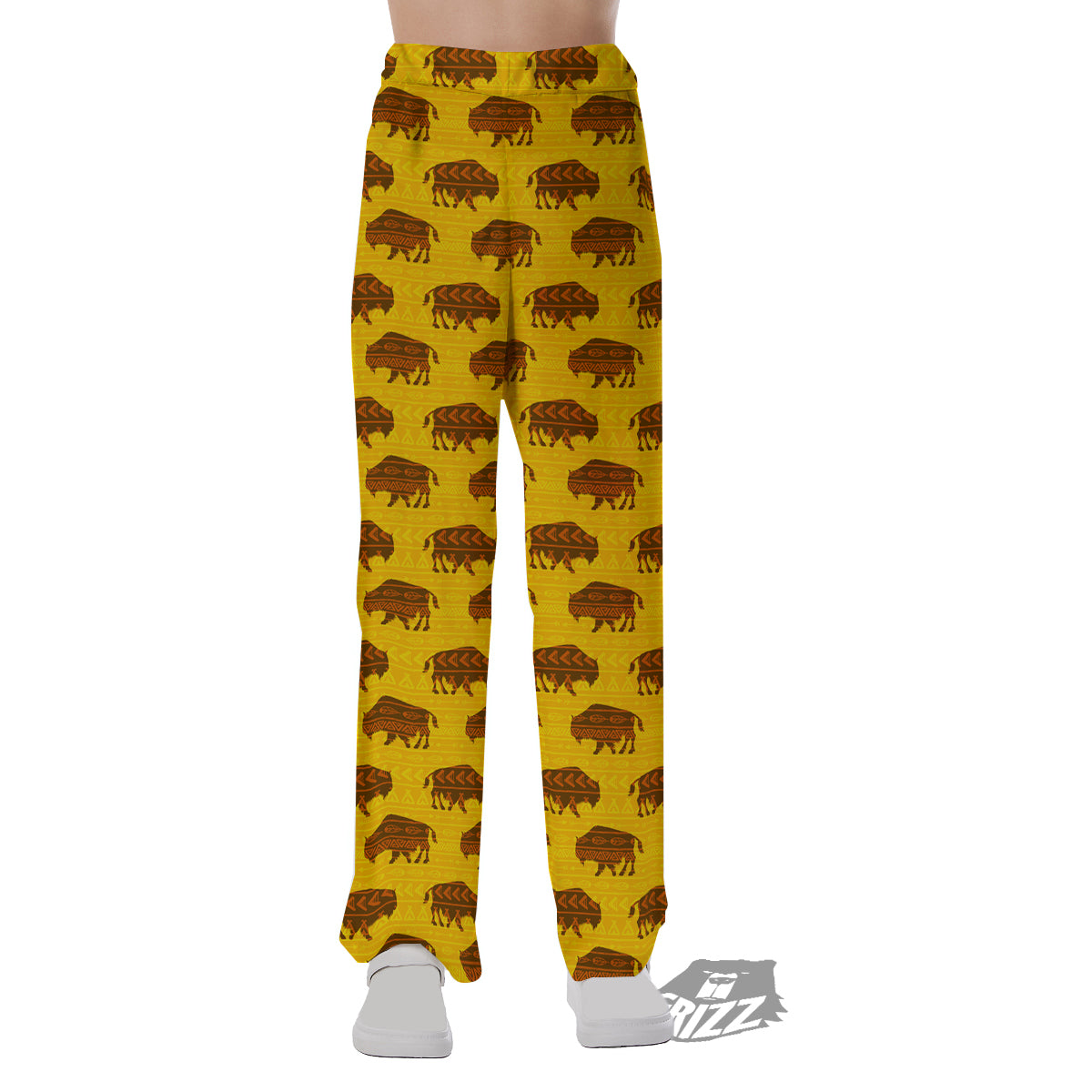 Bison Aztec Print Pattern Pajama Pants-grizzshop