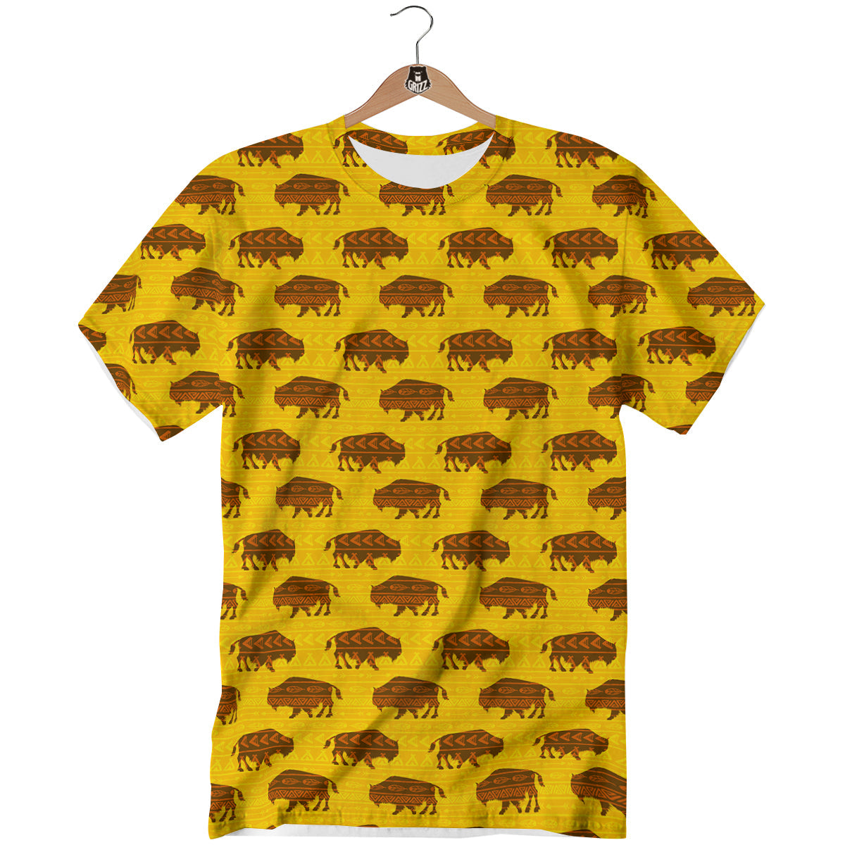 Bison Aztec Print Pattern T-Shirt-grizzshop
