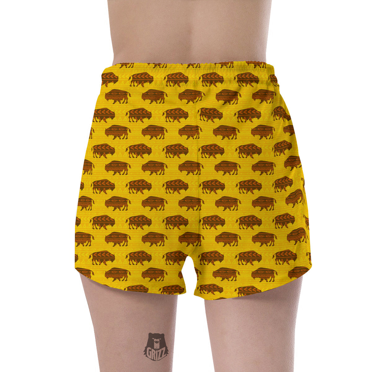 Bison Aztec Print Pattern Women's Shorts-grizzshop