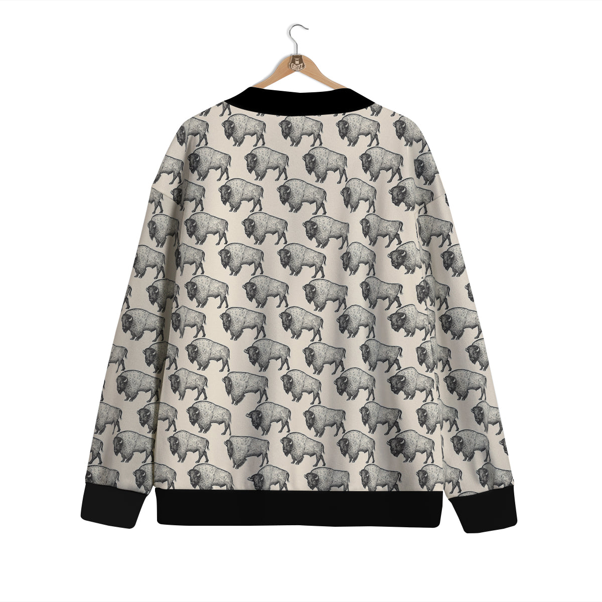 Bison Beige Print Pattern Cardigan-grizzshop