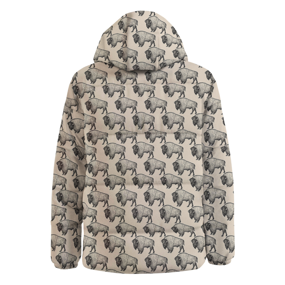 Bison Beige Print Pattern Down Jacket-grizzshop