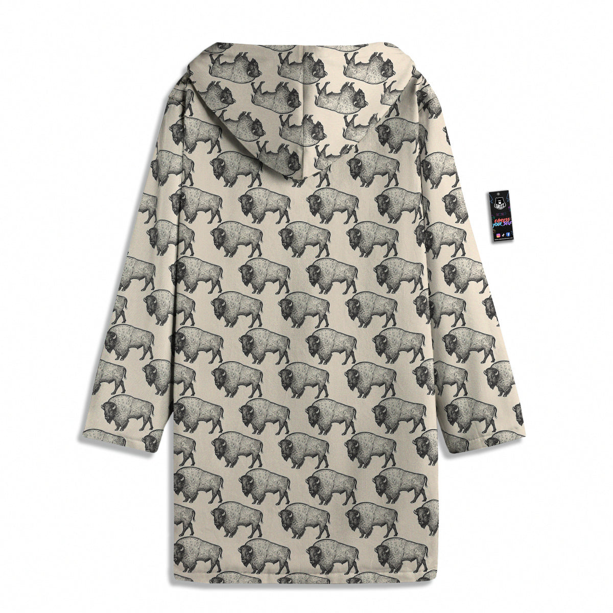 Bison Beige Print Pattern Men's Windbreaker Jacket-grizzshop