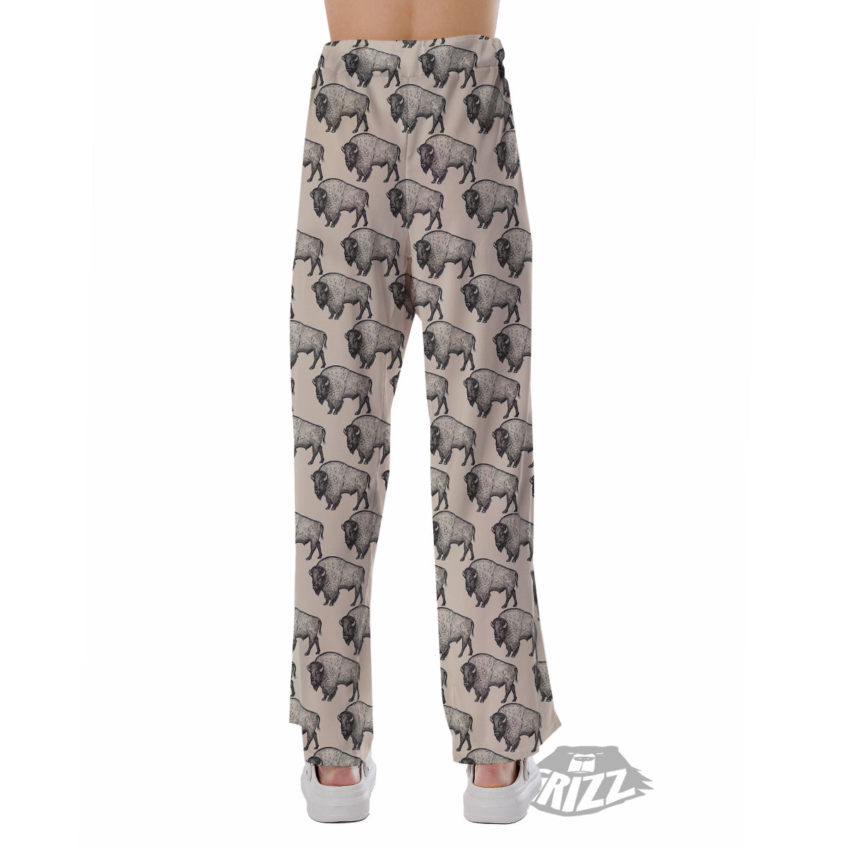 Bison Beige Print Pattern Pajama Pants-grizzshop