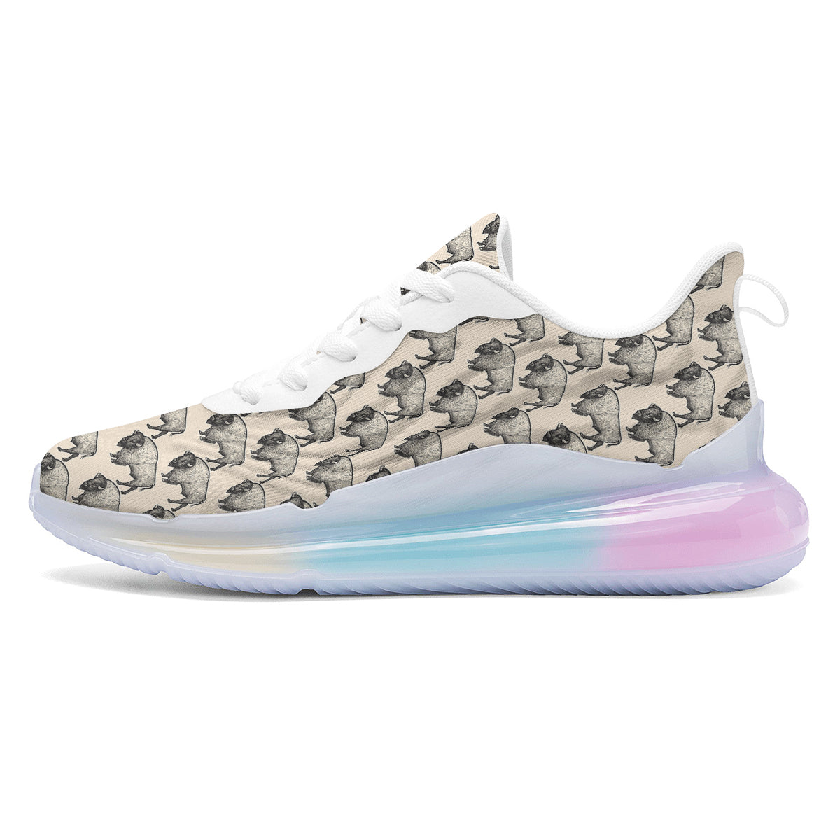 Bison Beige Print Pattern Running Sneakers-grizzshop