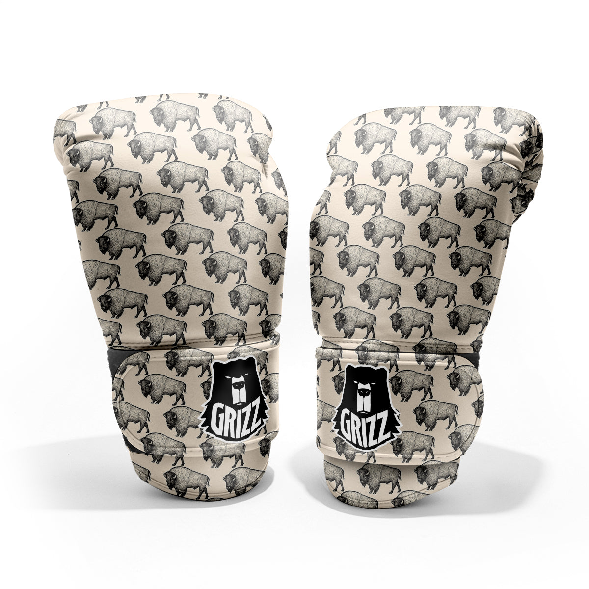 Bison Beige Print Pattern Sparring Gloves-grizzshop