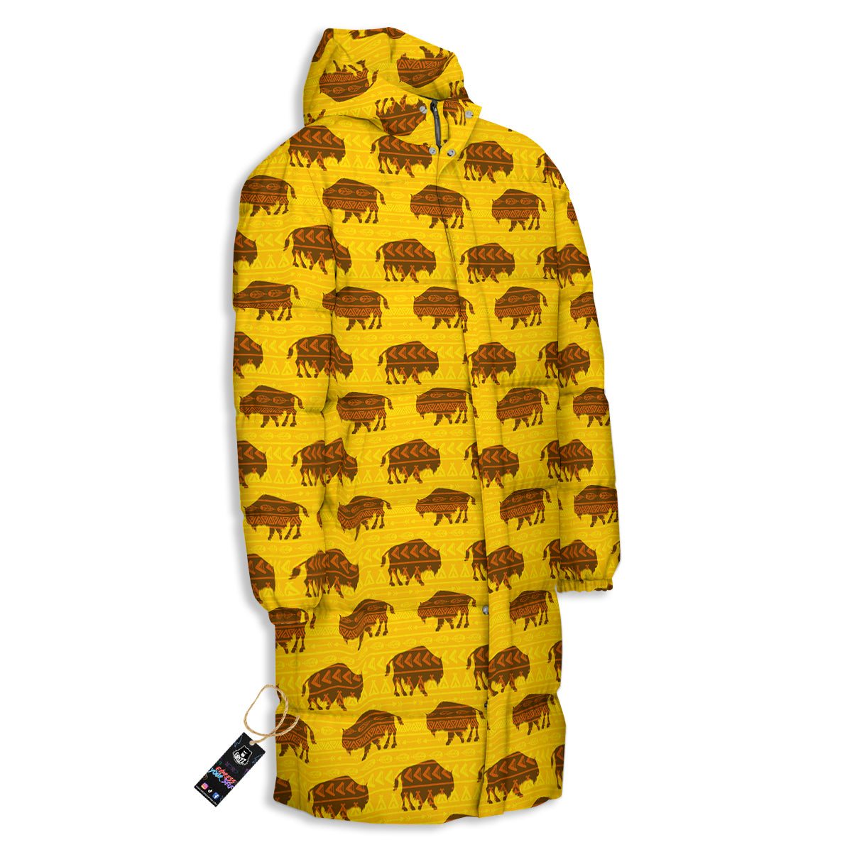 Bison Aztec Print Pattern Long Down Jacket