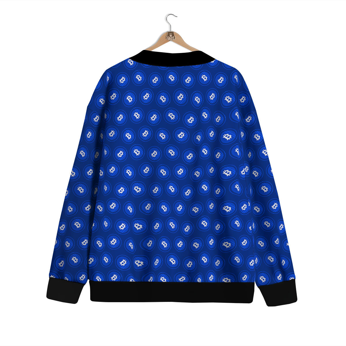 Bitcoin Blue Print Pattern Cardigan-grizzshop