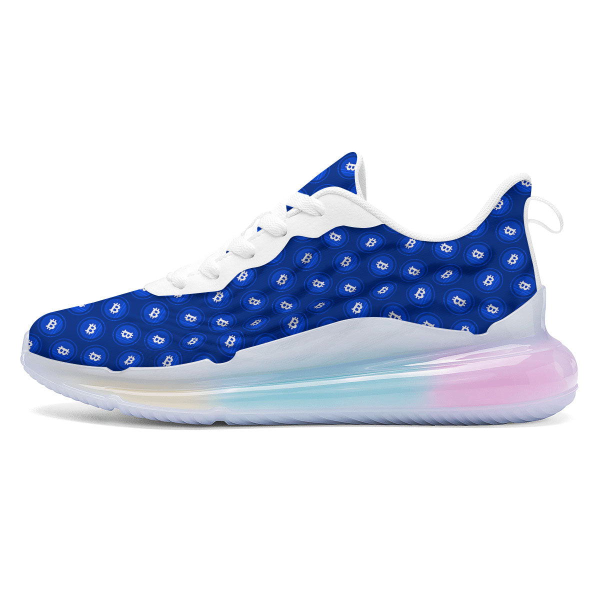 Bitcoin Blue Print Pattern Running Sneakers-grizzshop