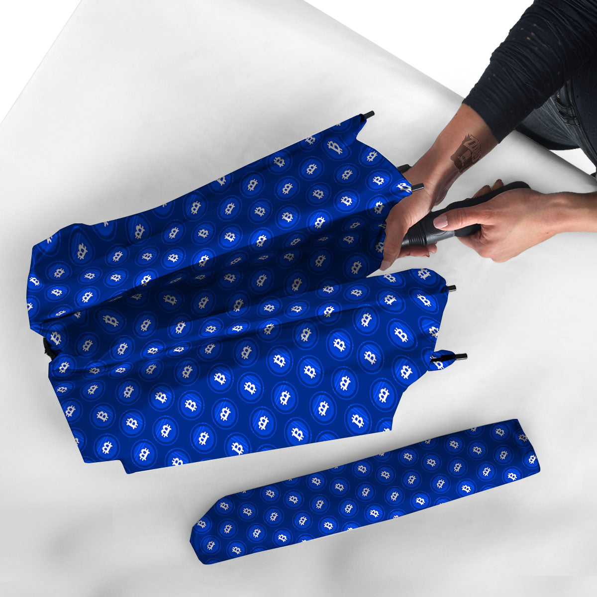 Bitcoin Blue Print Pattern Umbrella-grizzshop