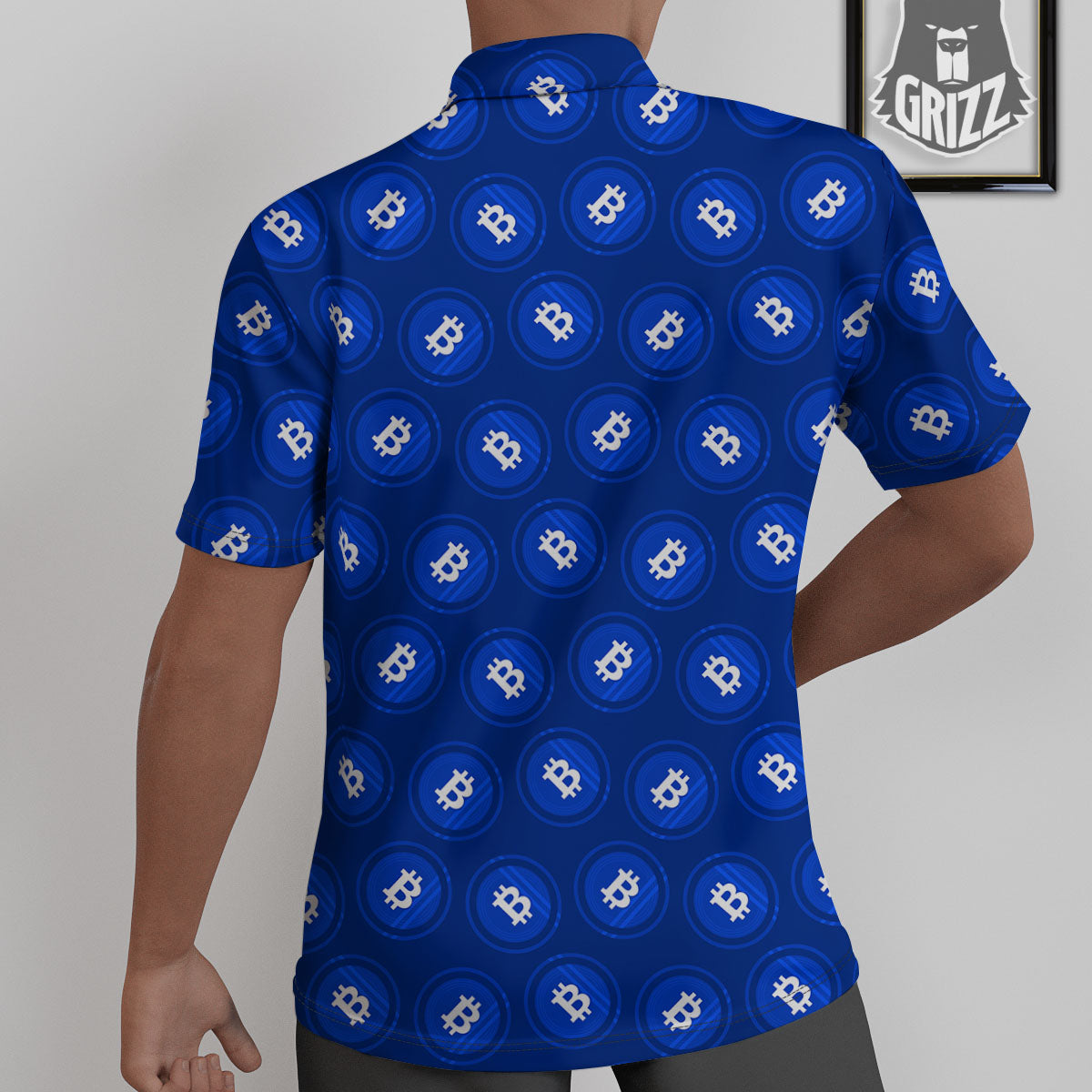 Bitcoin Blue Print Pattern Untucked Shirts-grizzshop