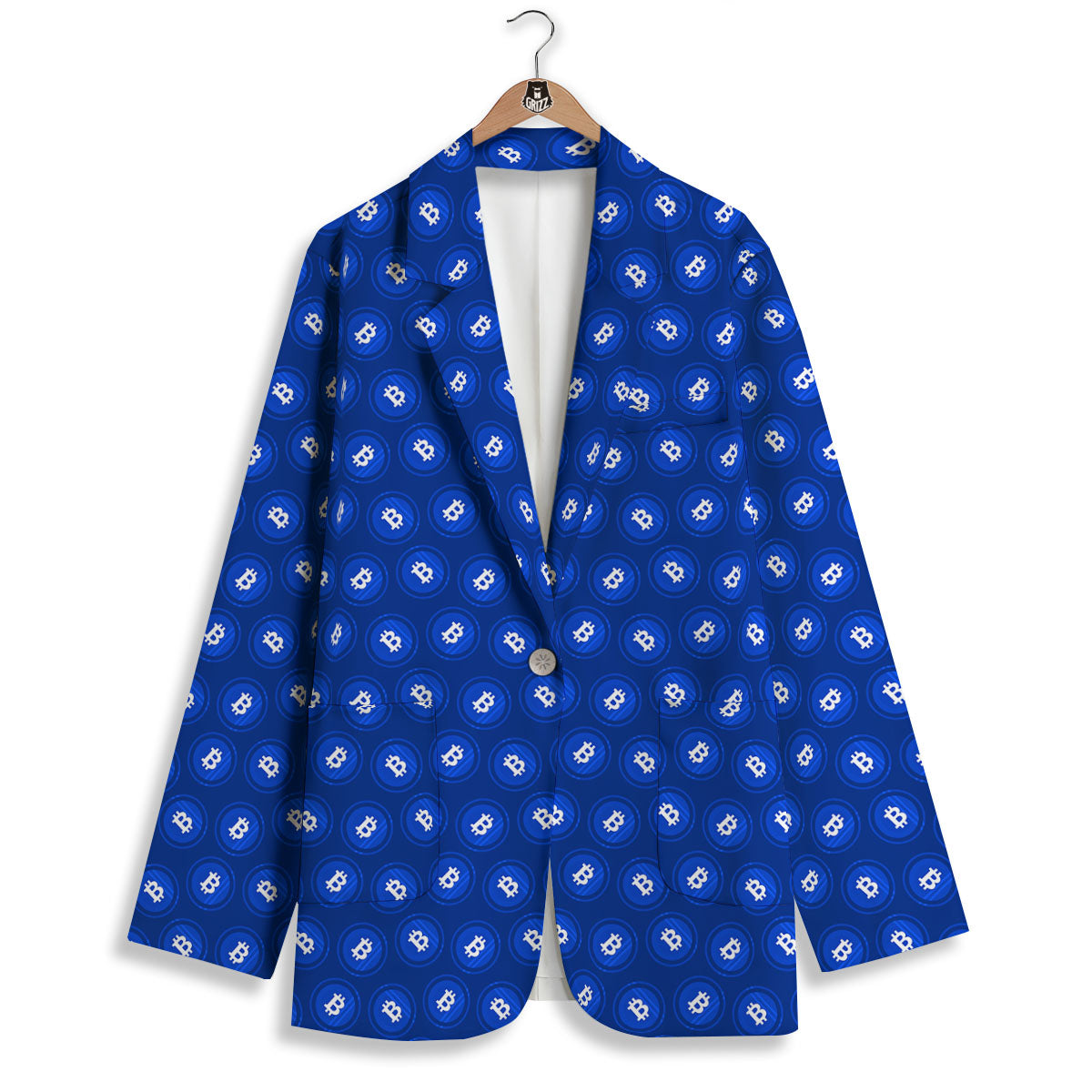 Bitcoin Blue Print Pattern Women's Blazer-grizzshop