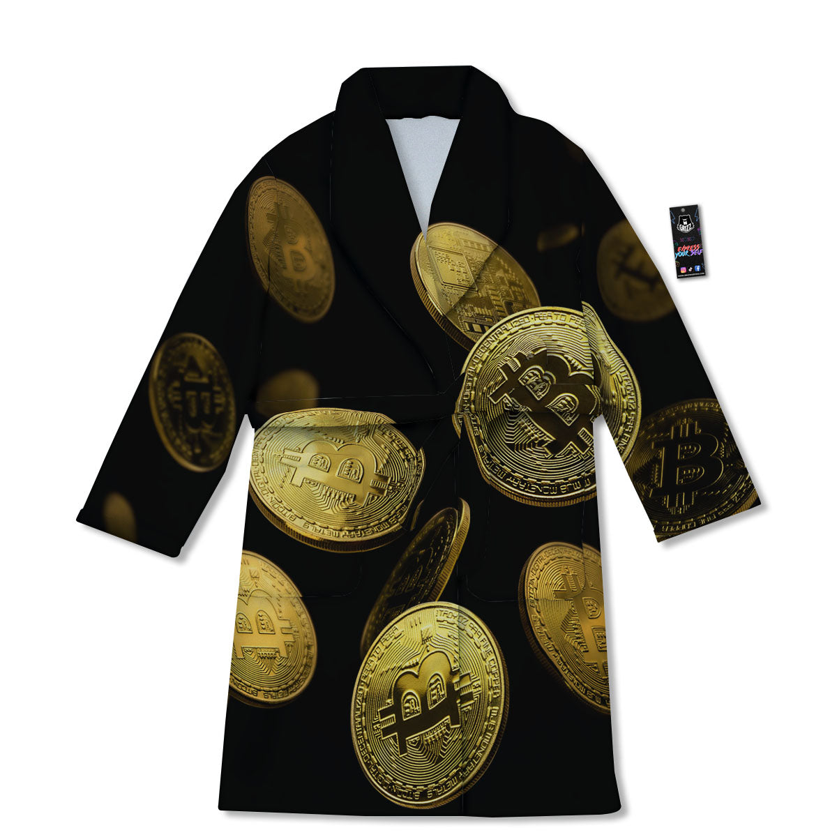 Bitcoin Falling Print Bathrobe-grizzshop