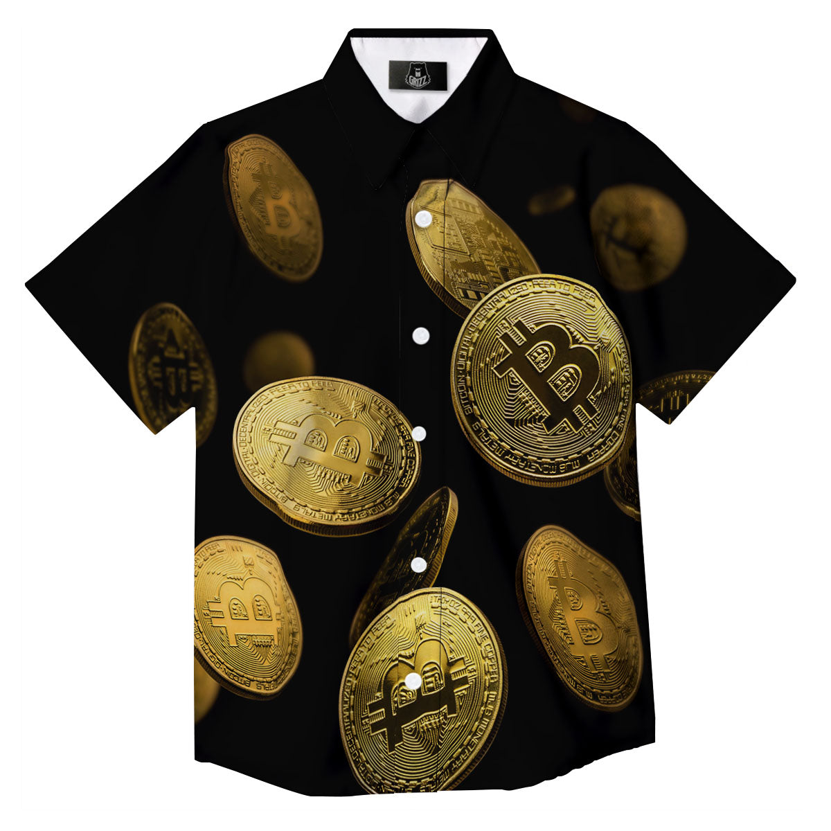 Bitcoin Falling Print Button Up Shirt-grizzshop