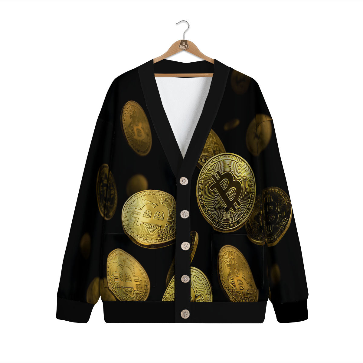 Bitcoin Falling Print Cardigan-grizzshop