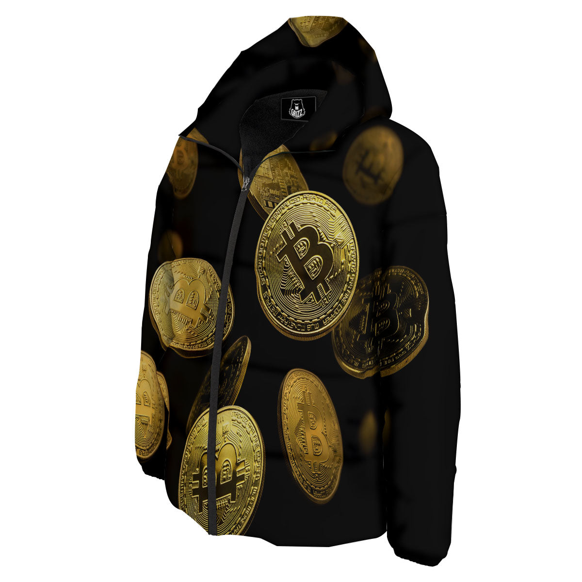 Bitcoin Falling Print Down Jacket-grizzshop