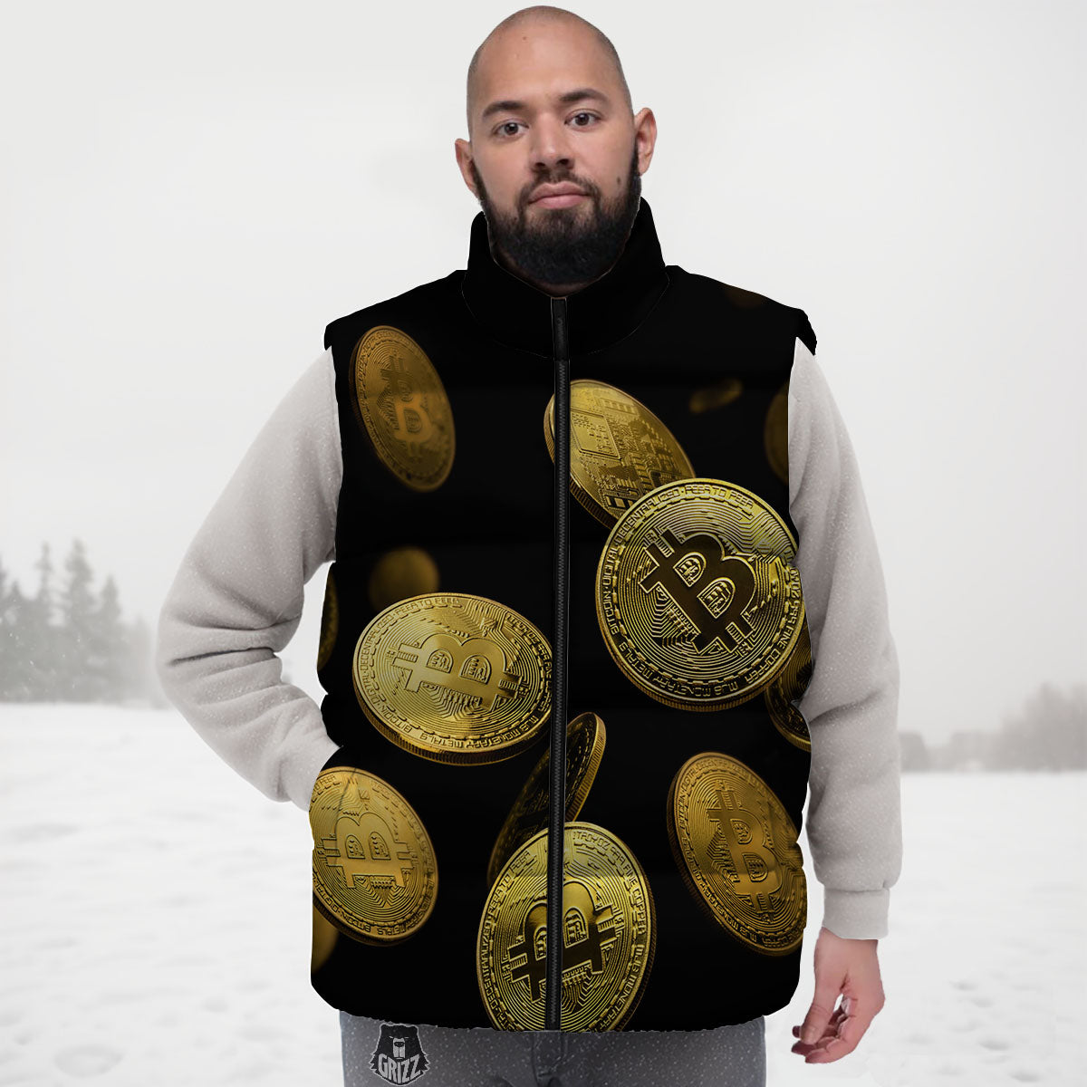 Bitcoin Falling Print Down Vest