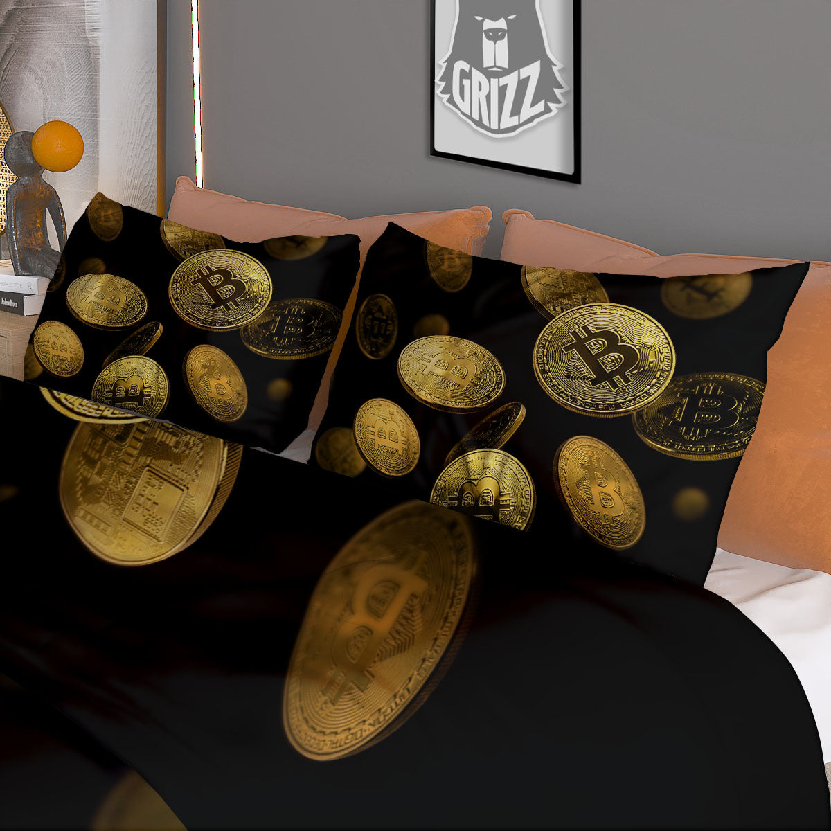 Bitcoin Falling Print Duvet Cover Bedding Set
