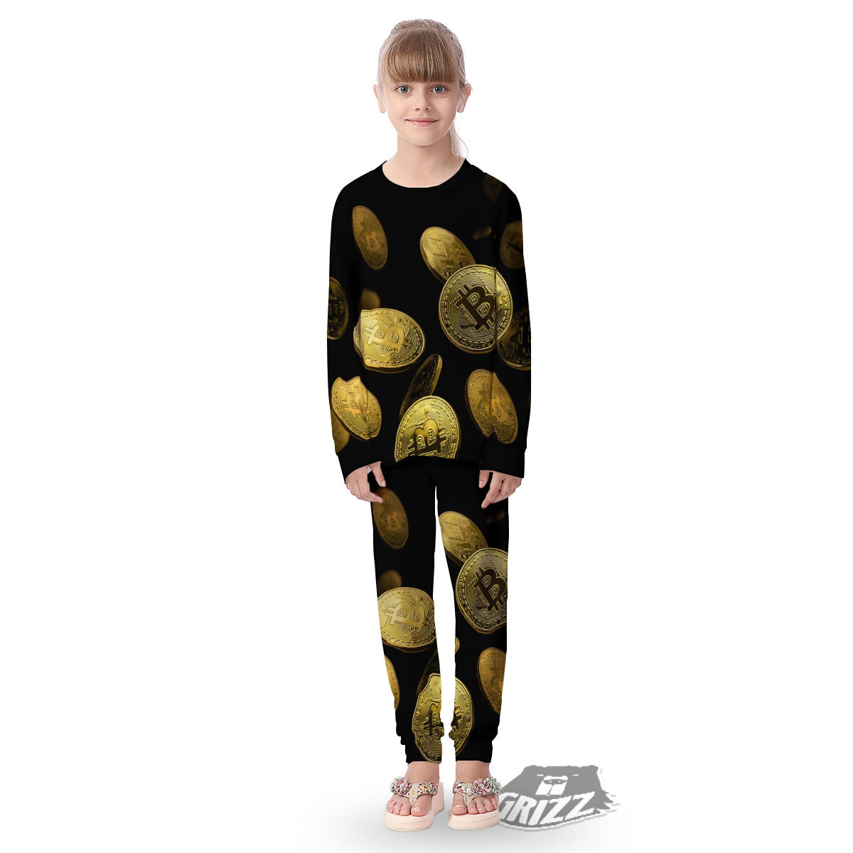Bitcoin Falling Print Kid's Pajamas-grizzshop