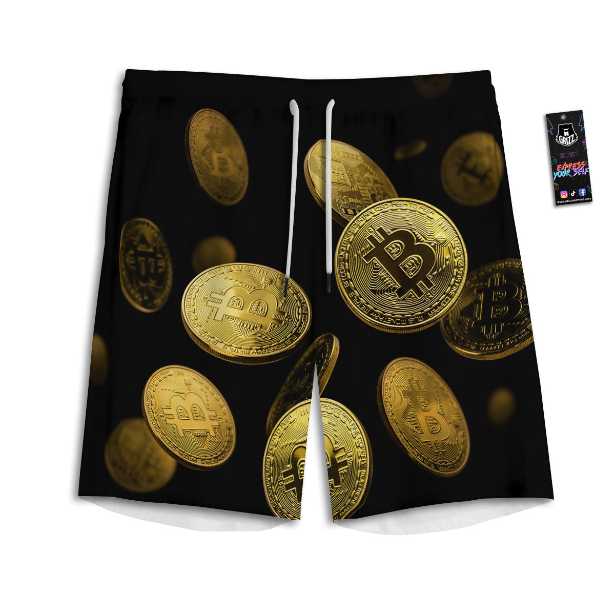 Black Green Jungle Houndstooth Print Men's Athletic Shorts