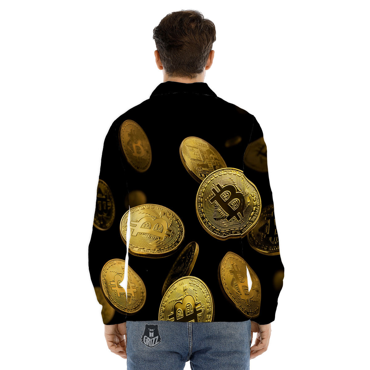 Bitcoin Falling Print Men's Dress Shirts-grizzshop