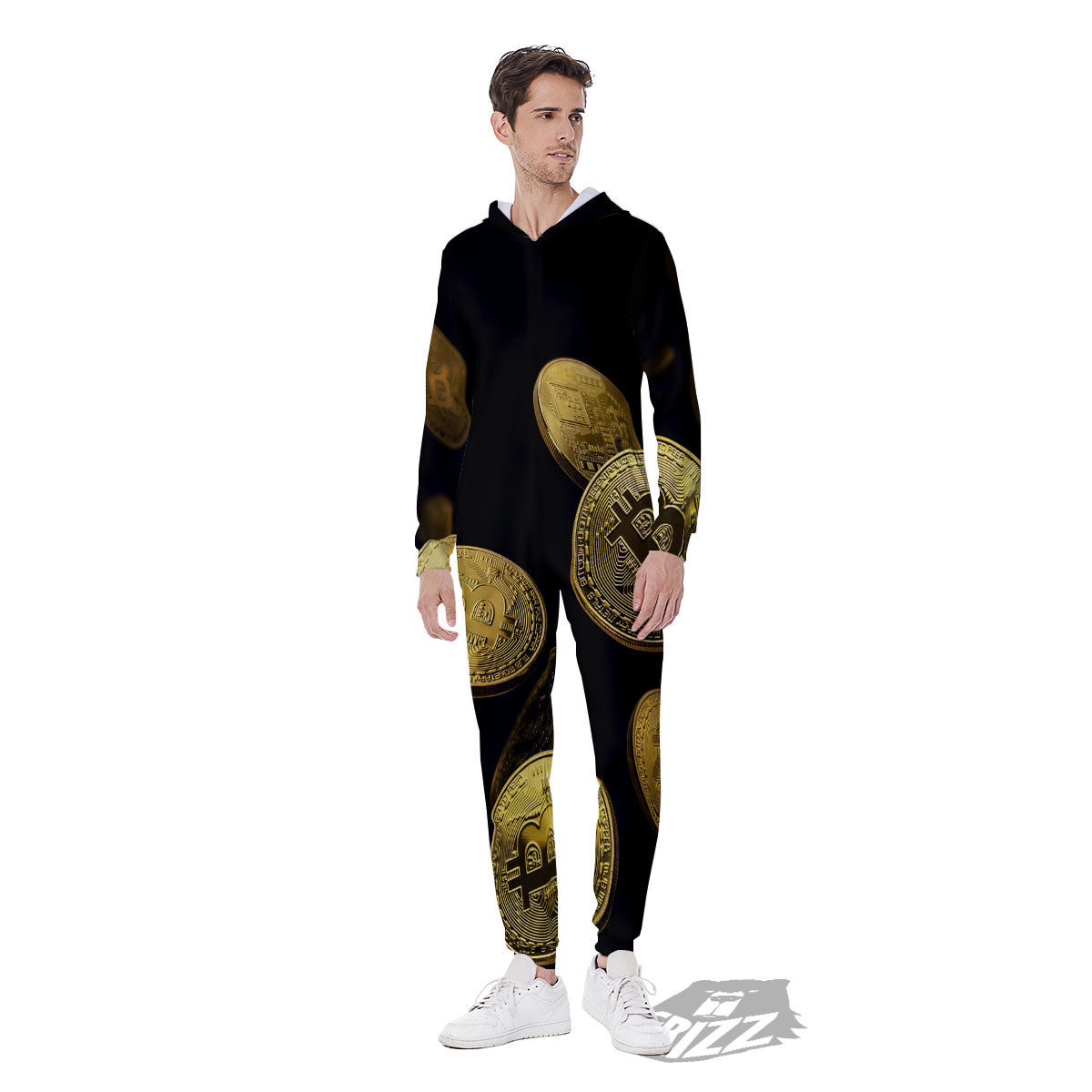 Bitcoin Falling Print Men's Jumpsuit-grizzshop