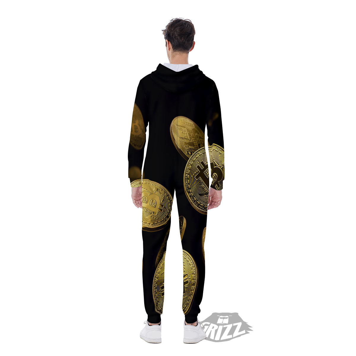 Bitcoin Falling Print Men's Jumpsuit-grizzshop