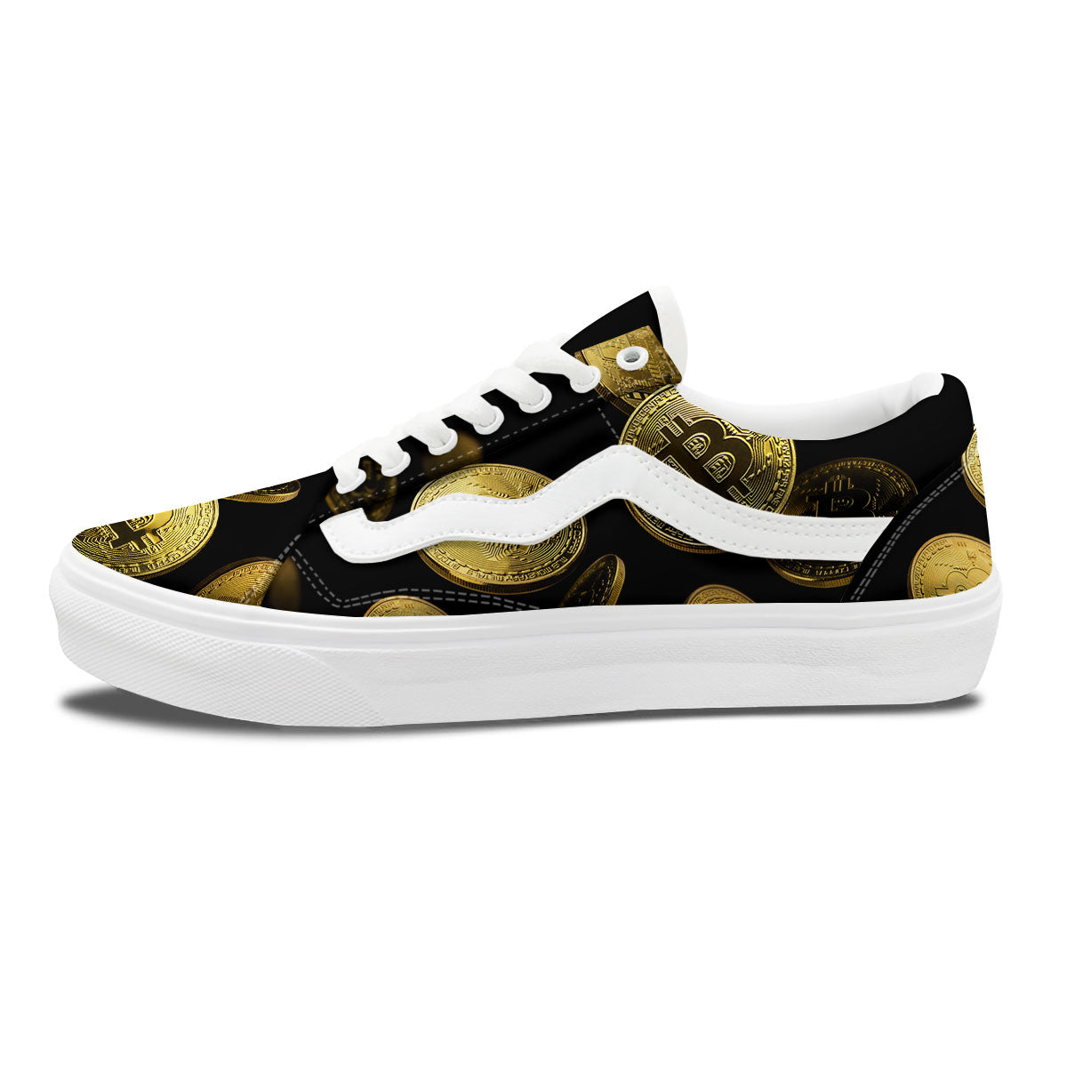 Bitcoin Falling Print Skate Shoes-grizzshop