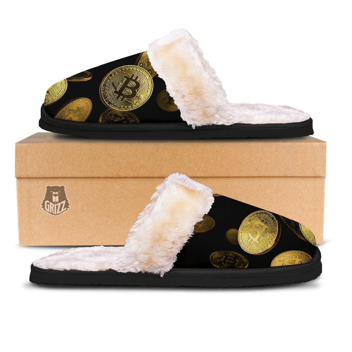 Bitcoin Falling Print Slippers-grizzshop