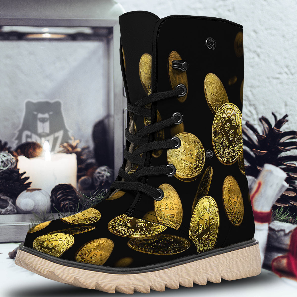 Bitcoin Falling Print Snow Boots-grizzshop