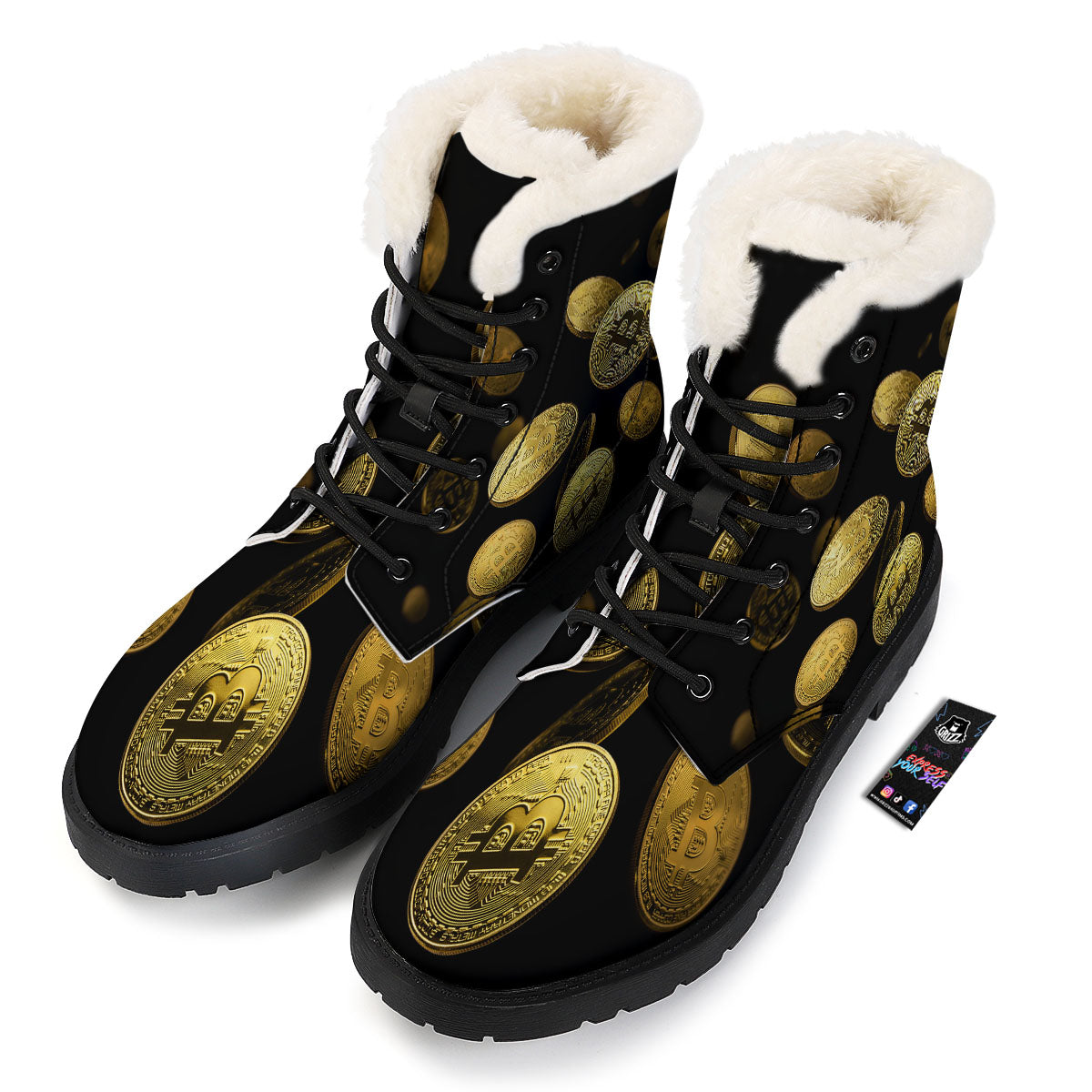 Bitcoin Falling Print Winter Boots-grizzshop