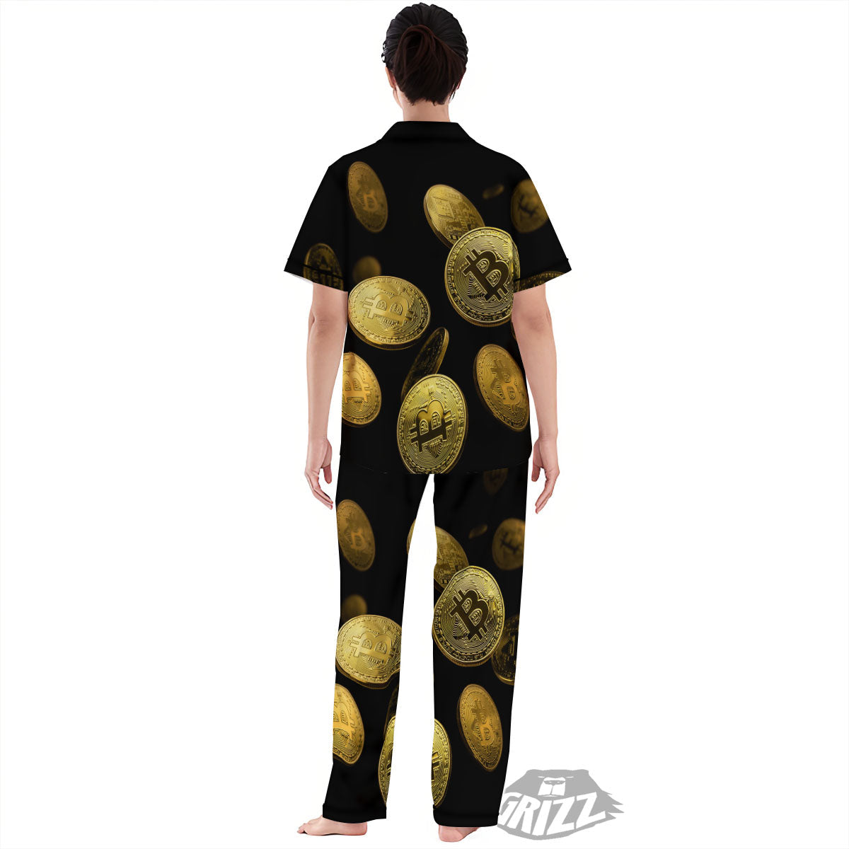 Bitcoin Falling Print Women's Pajamas Set-grizzshop