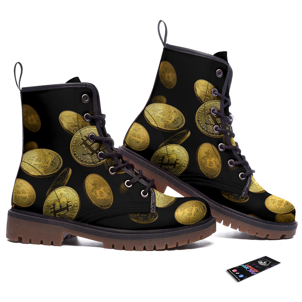 Bitcoin Falling Print Work Boots-grizzshop