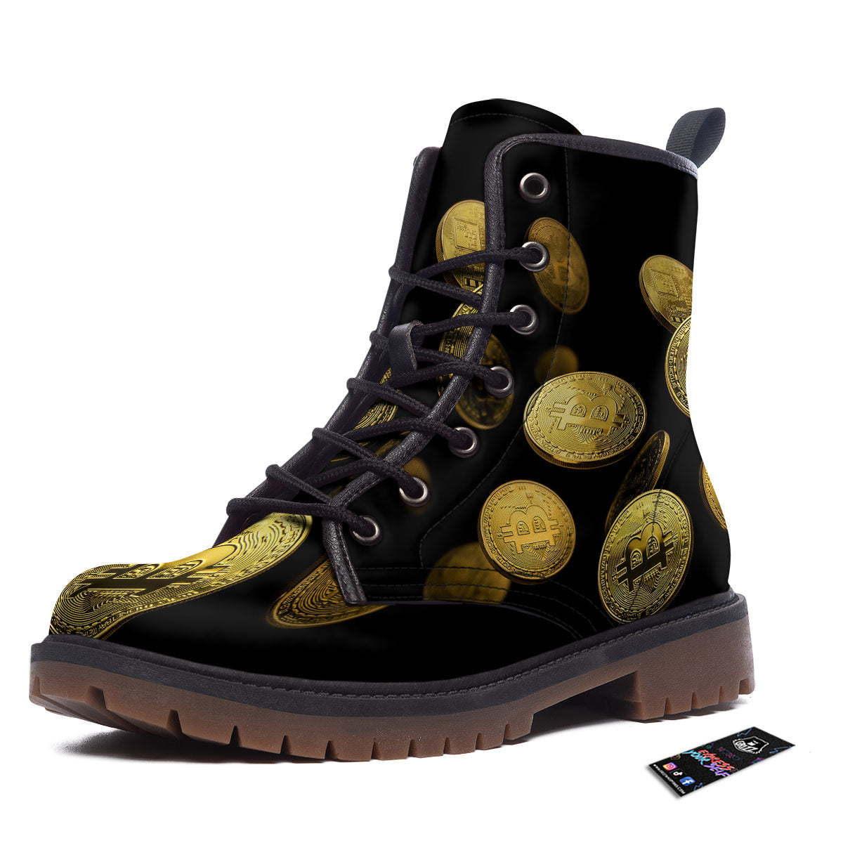 Bitcoin Falling Print Work Boots-grizzshop