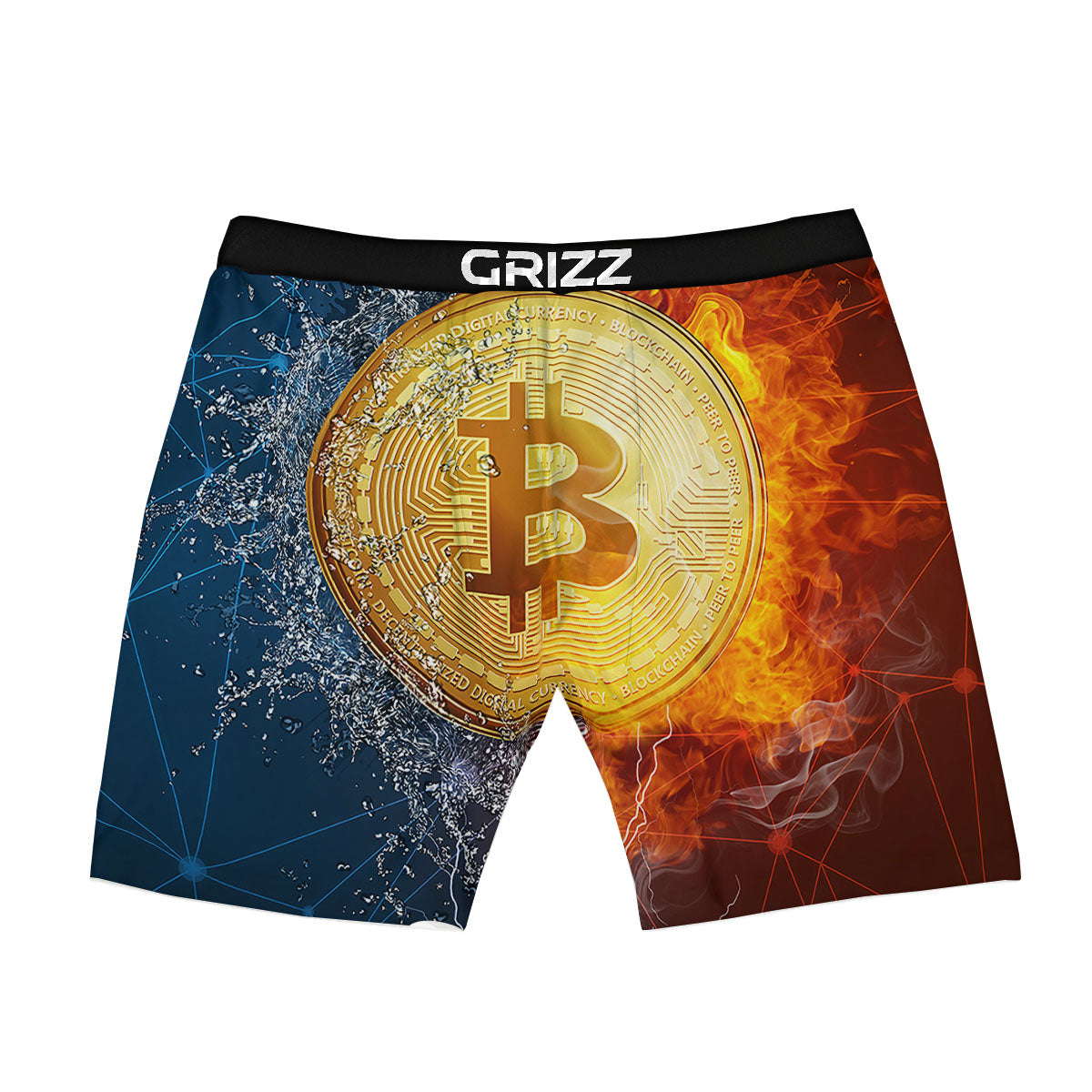 Bitcoin Water And Fire Print Boxer Briefs-grizzshop