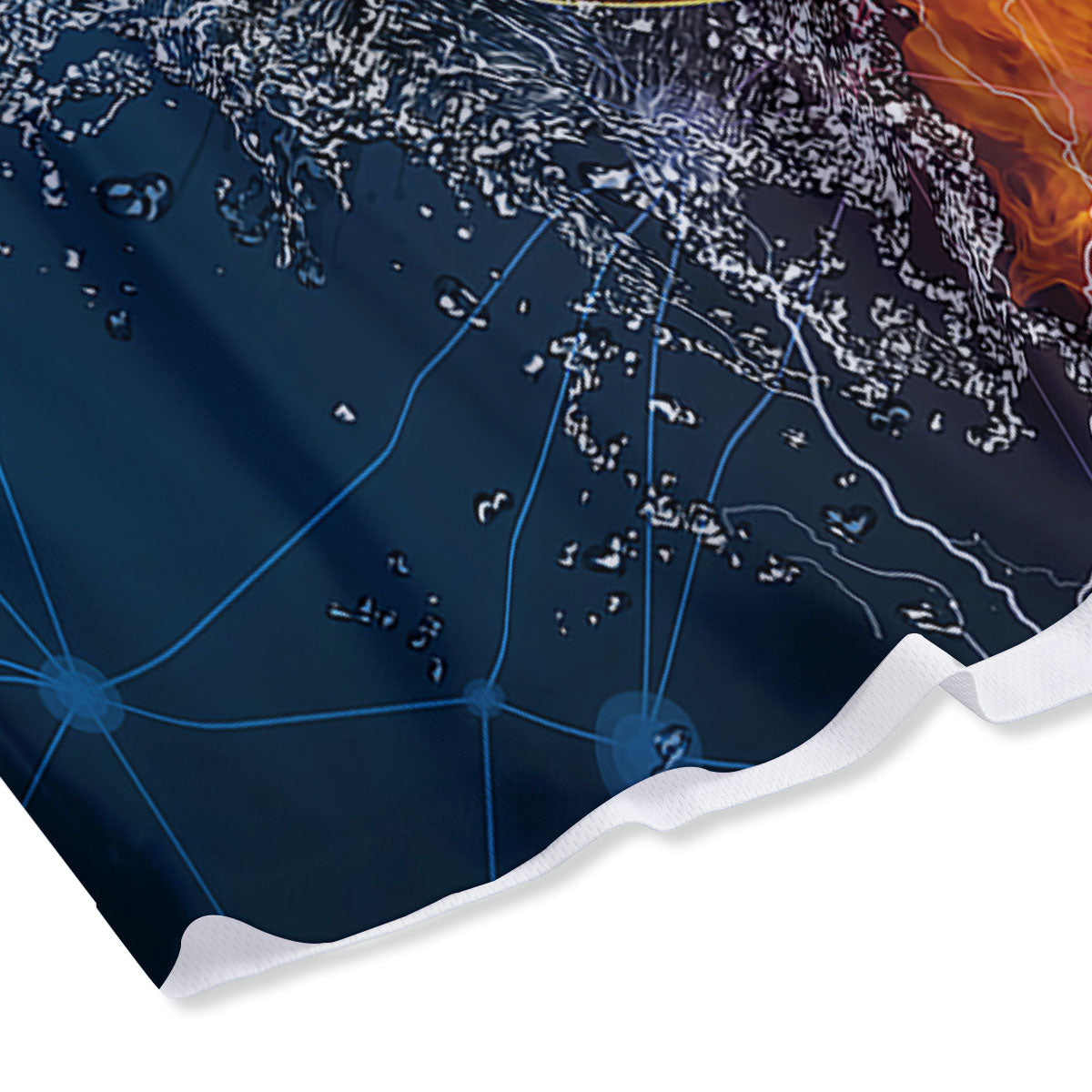 Bitcoin Water And Fire Print Mesh Shorts