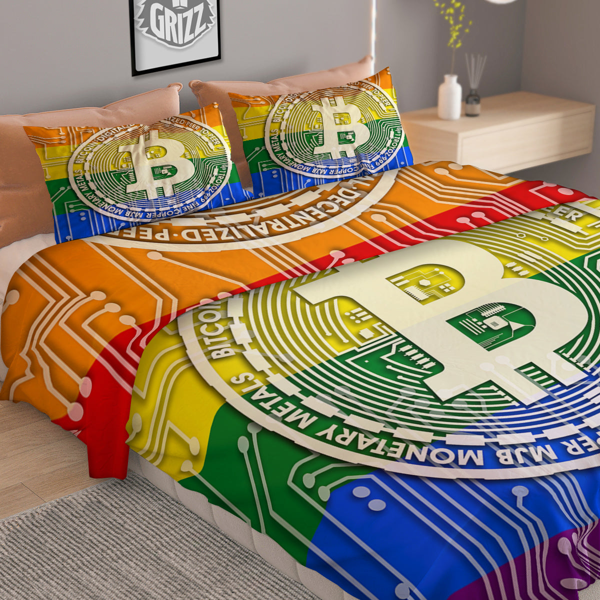 Bitocin LGBT Flag Print Duvet Cover Bedding Set