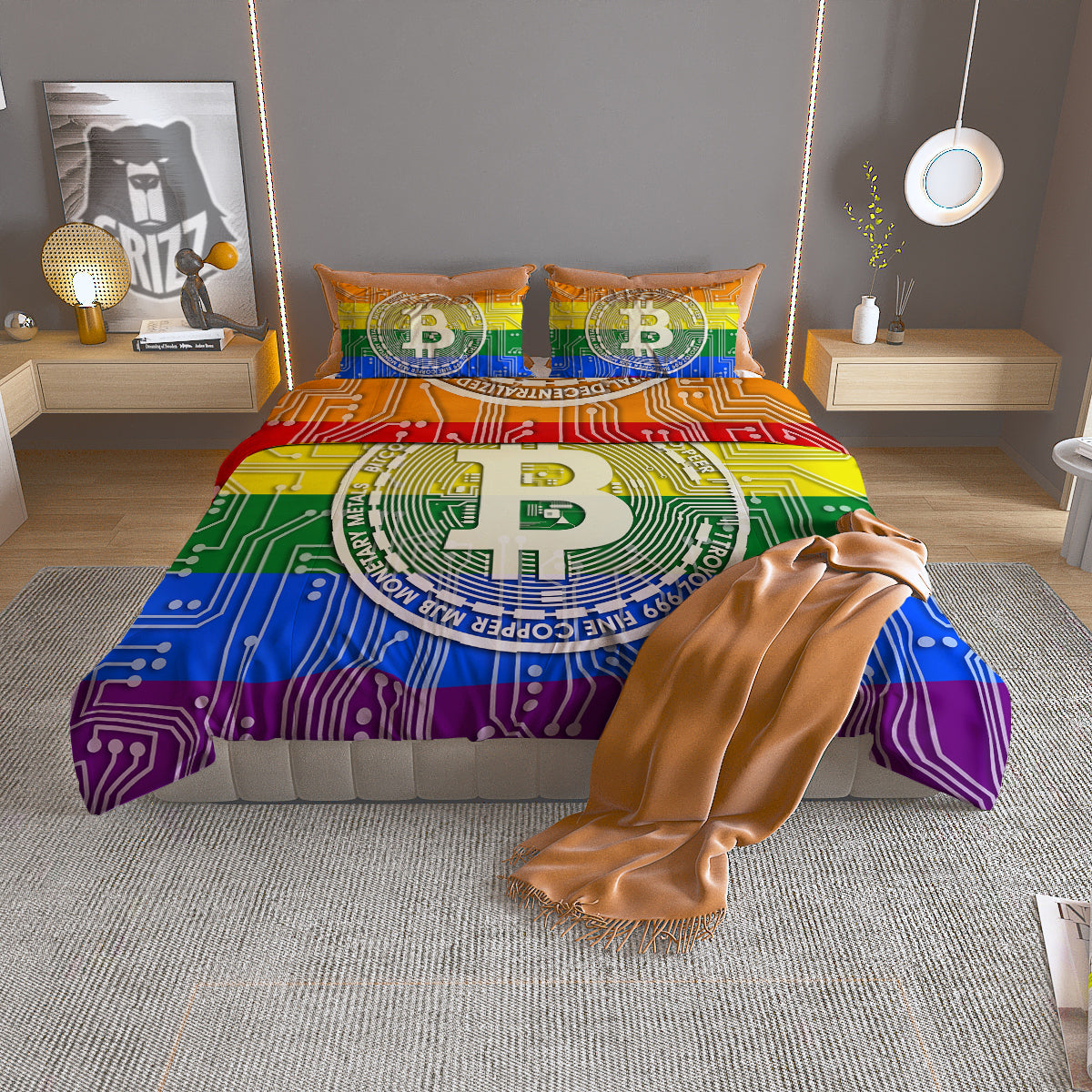 Bitocin LGBT Flag Print Duvet Cover Bedding Set