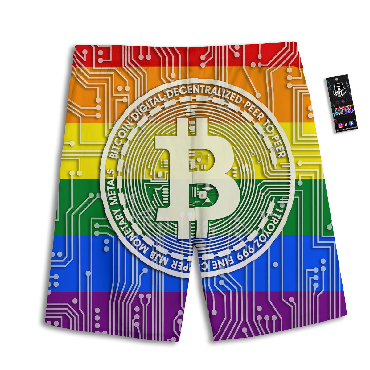 Bitocin LGBT Flag Print Men's Athletic Shorts