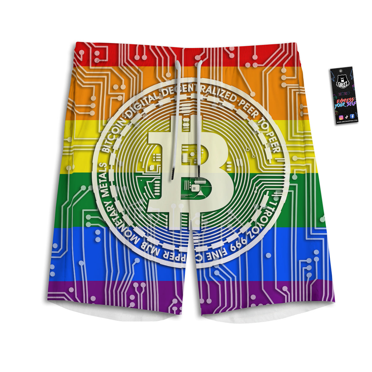 Bitocin LGBT Flag Print Men's Athletic Shorts