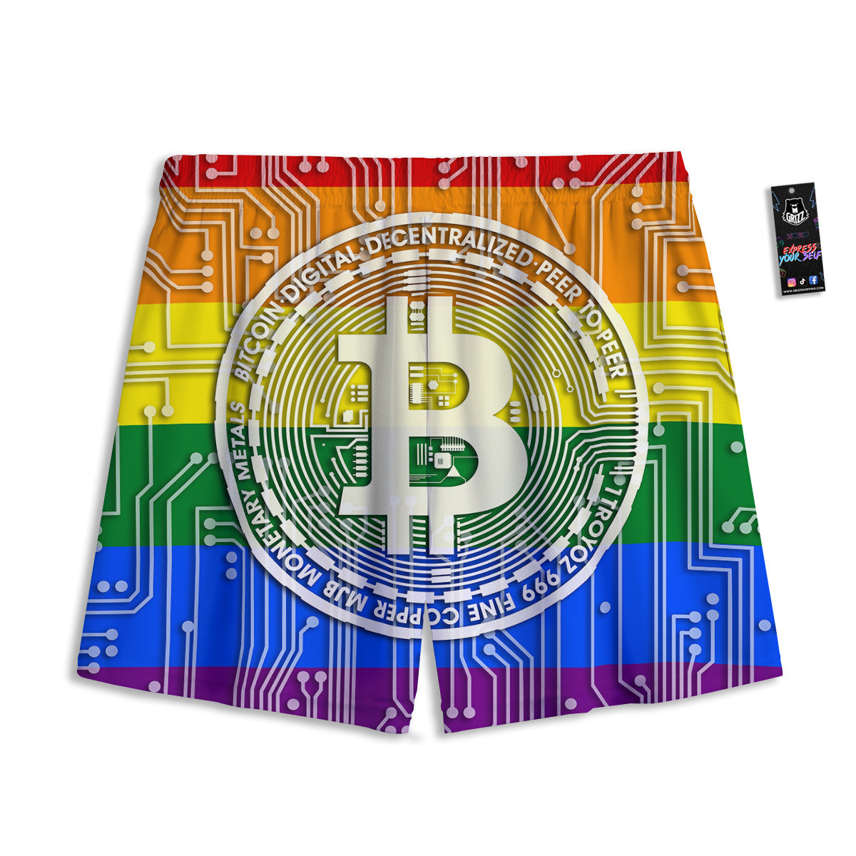 Chevron White And Green Print Pattern Mesh Shorts