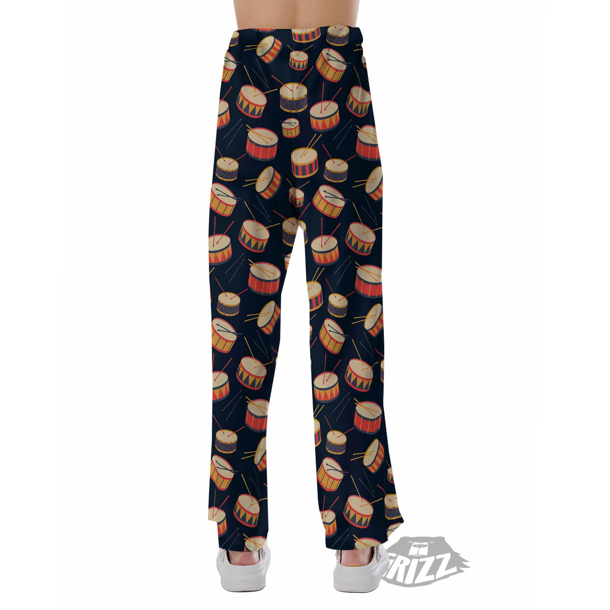Black And Beige Drum Print Pattern Pajama Pants-grizzshop