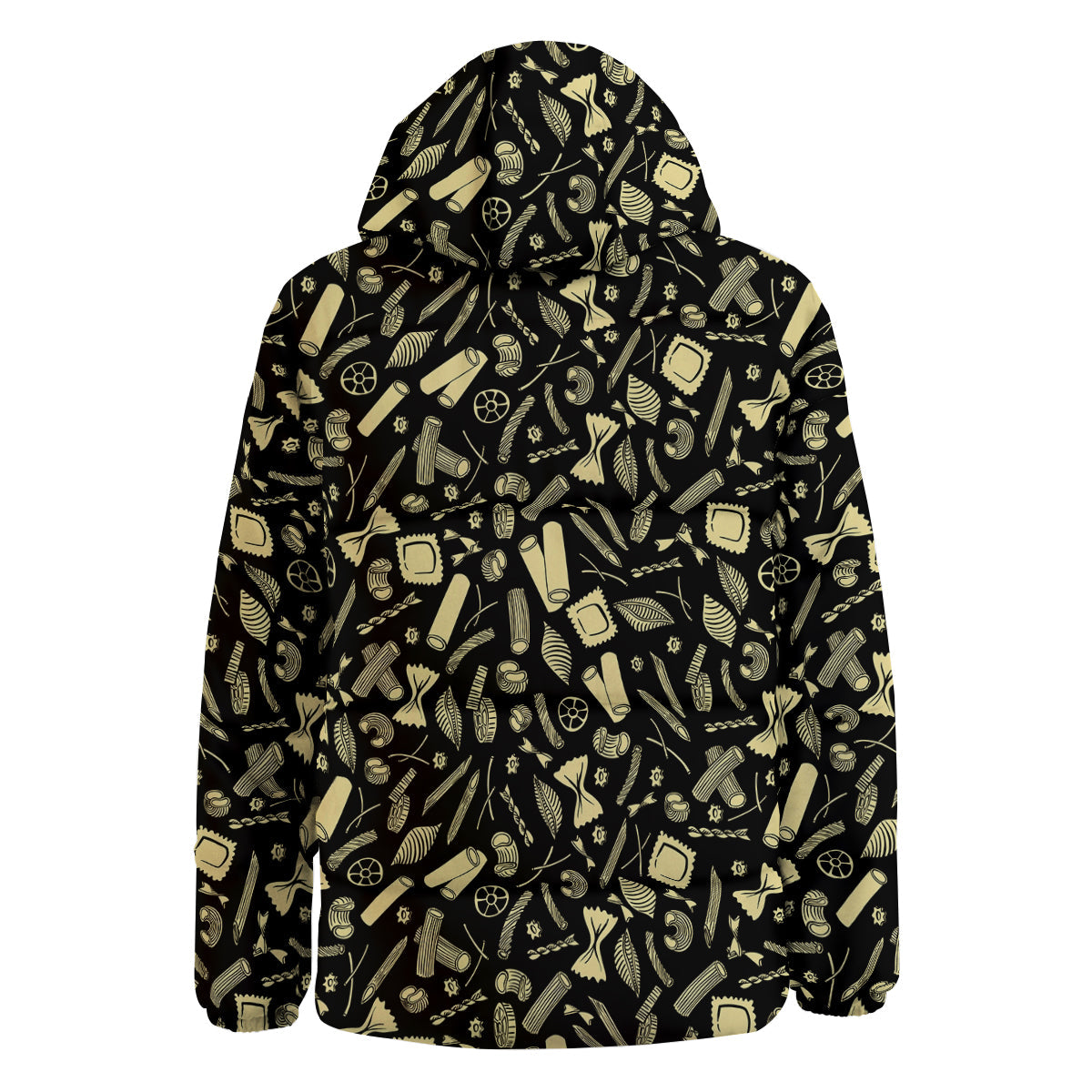 Black And Beige Macaroni Print Pattern Down Jacket-grizzshop