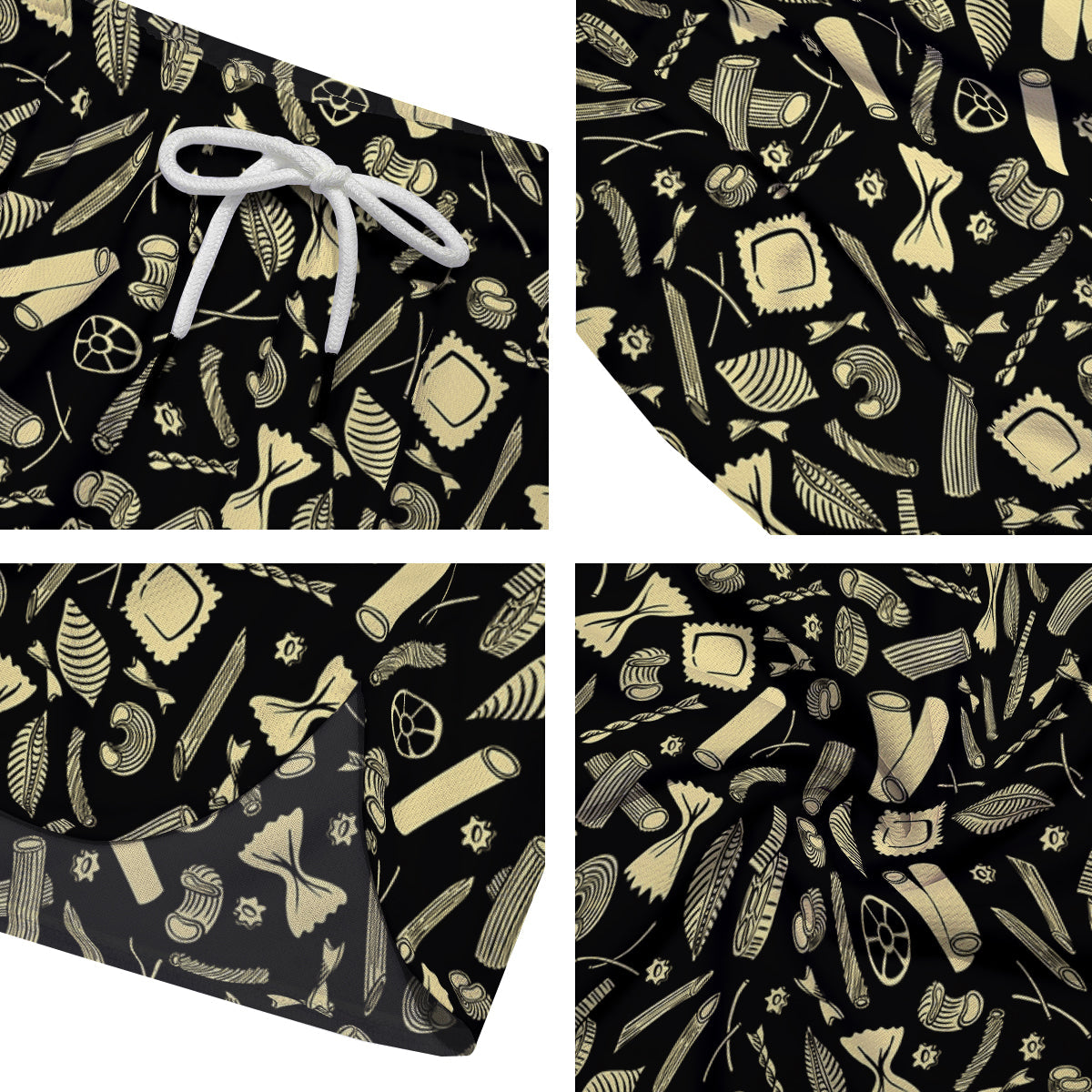 Black And Beige Macaroni Print Pattern Men's Running Shorts-grizzshop