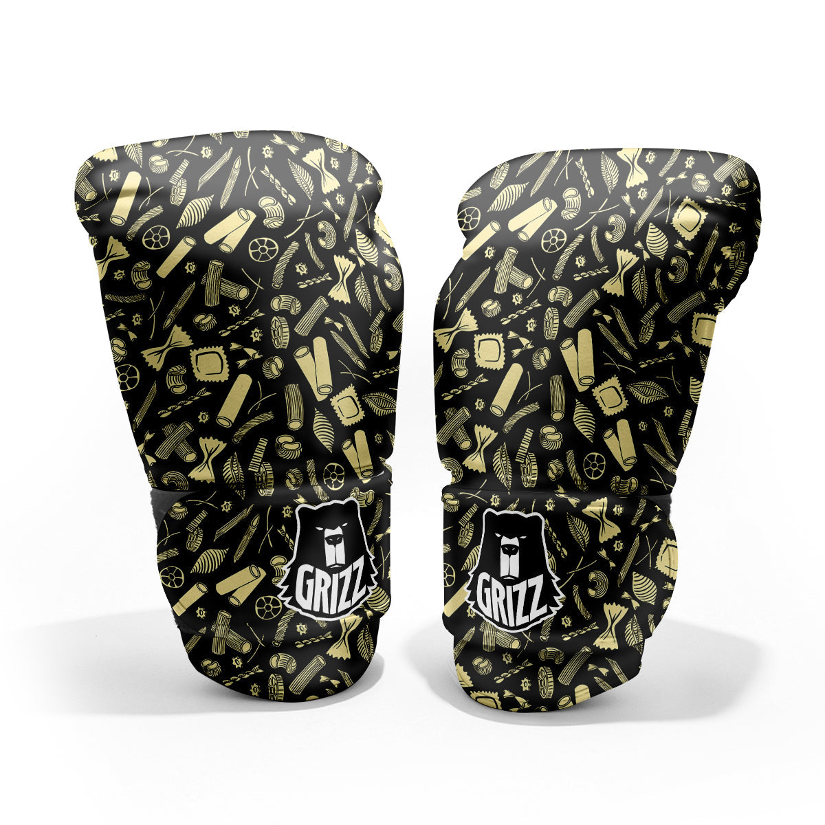 Black And Beige Macaroni Print Pattern Pro Boxing Glove