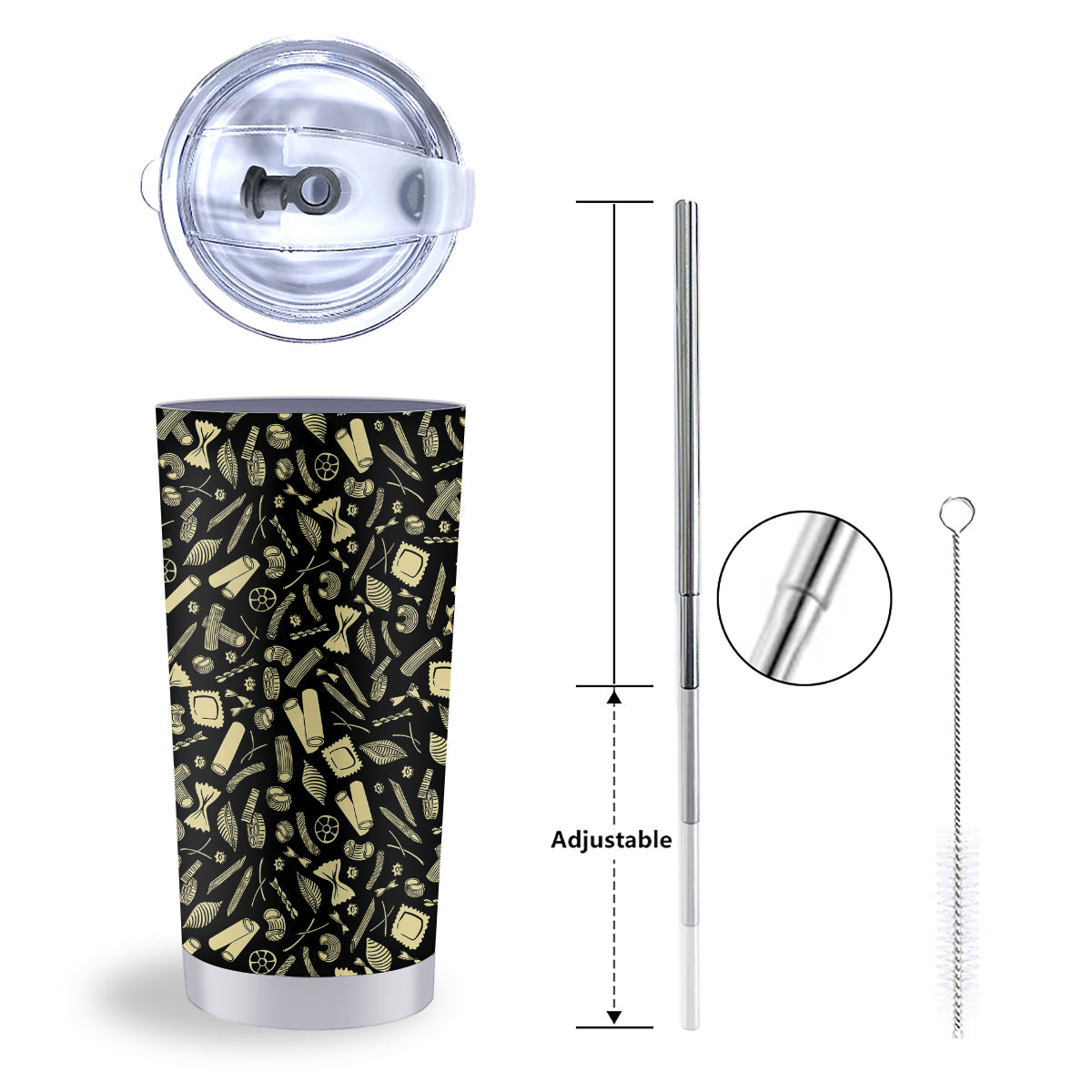 Black And Beige Macaroni Print Pattern Tumbler-grizzshop