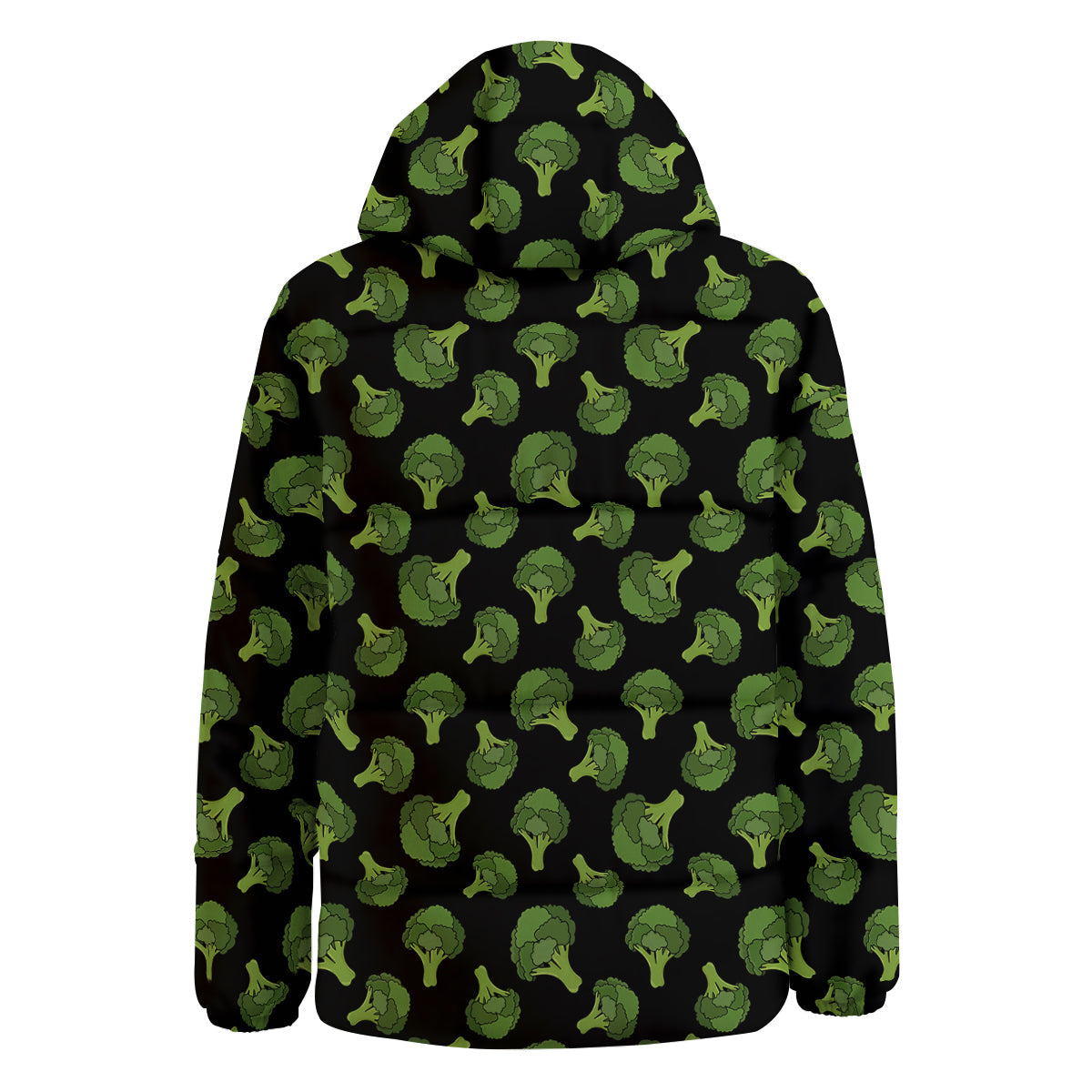 Black And Broccoli Print Pattern Down Jacket-grizzshop